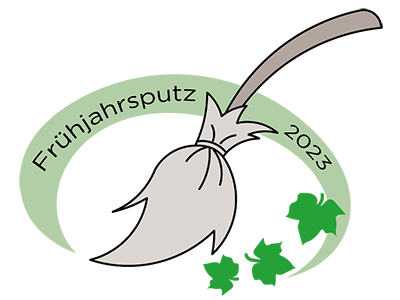 Besen mit Schriftzug "Frühjahrsputz 2023"