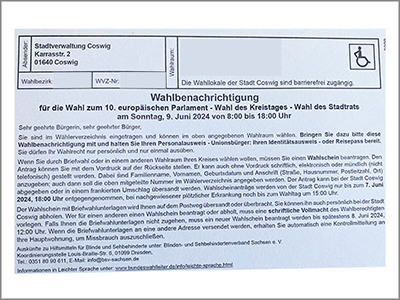 Wahlbenachrichtigungskarte