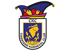 Wappen des CKC - Coswiger Wappen mit Narrenkappe und Schriftzug "Coswiger Karneval Club"