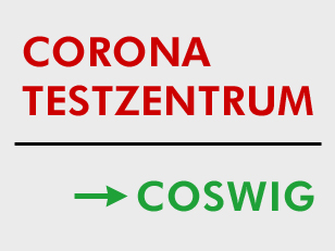 Schriftzug "Corona Testzentrum Coswig"