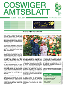 Titelseite des Amtsblattes vom 20.11.2021