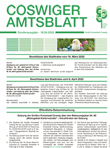 Titelseite des Amtsblattes vom 16.04.2022