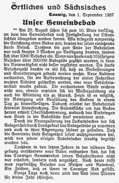 Zeitungsausschnitt 1937