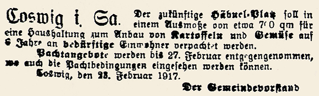 Zeitungsartikel zur Verpachtung