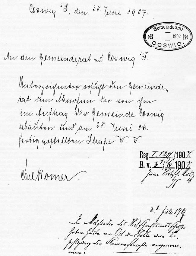 Schreiben von Carl Romer