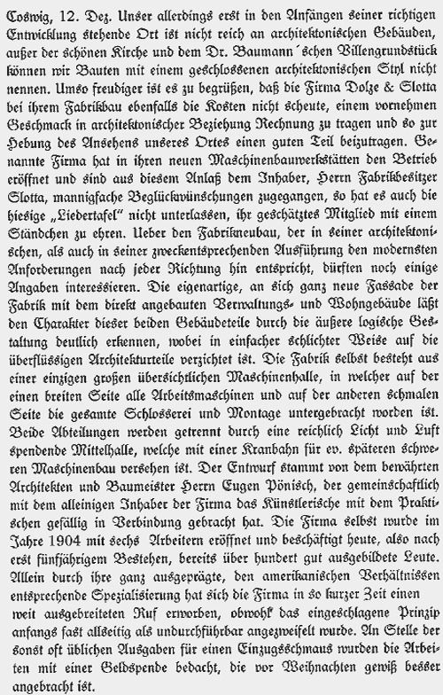 Artikel aus Coswiger Tageblatt vom 12. Dezember 1909