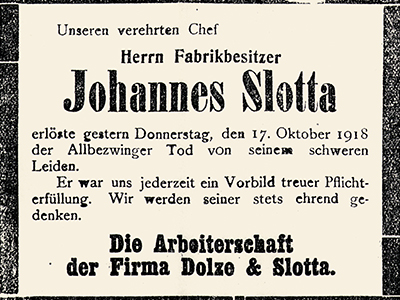 Traueranzeige Arbeiterschaft