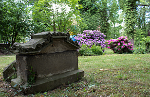 Alte Grabstätte in einer Wiese